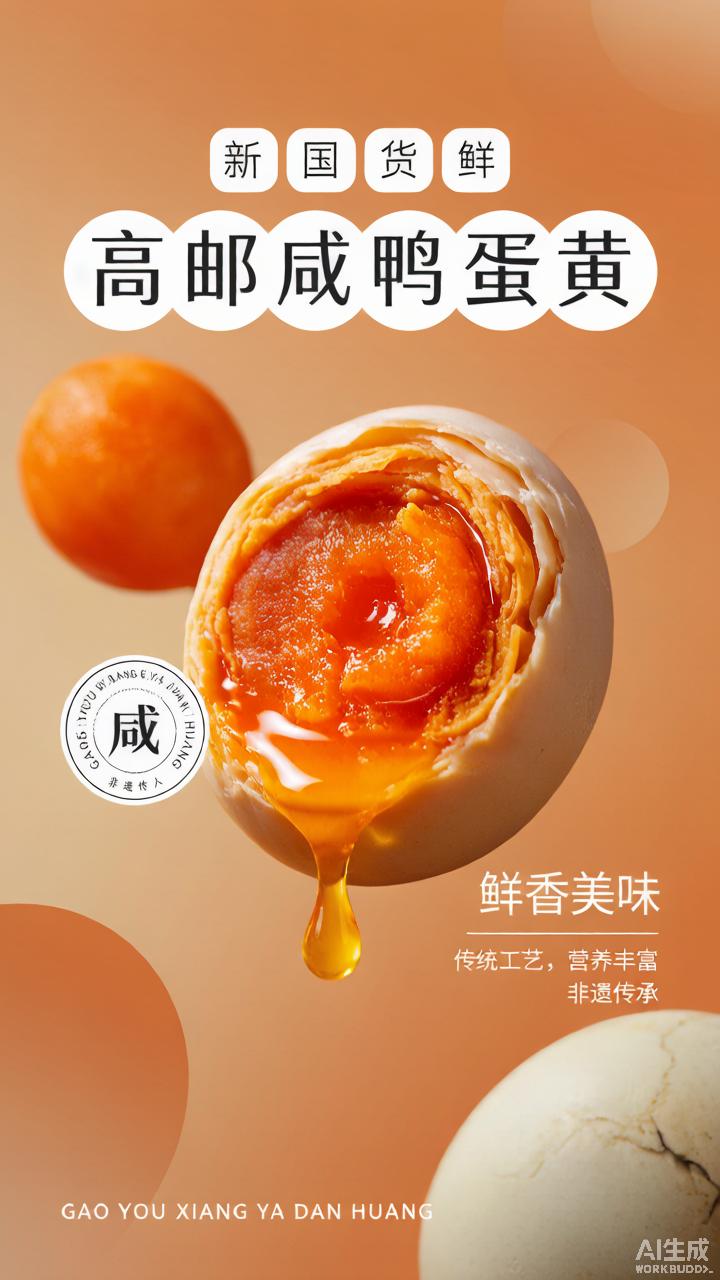 高邮咸鸭蛋实拍(AI 生成电商详情页示例)